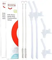Evorie Straw Replacement Kit for 300ml Tritan Drink Bottle - Cleaning Brush & Spare Drink Nozzle Included (Twin Pack)