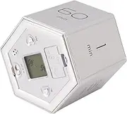 Hexagon Pomodoro Timer, Mute & Adjustable Sound Alert Flip Timer 1, 5, 10, 25, 30, 60 Minutes Cube Timer Kids Timer Workout Timer Digital Timer for Study Time Countdown Management (Silver)