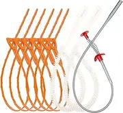 6 Drain Snake 1 Hair Clog Remover Tool ＆ 2 Cleaning Brushes Set For Hair Food, Unclogging Kitchen Sink - Heavy Duty, Flexible(9 Pack)