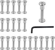 Oedema 10 Sets M6 x 30mm Binding Post Screw Stainless Steel Binding Barrels and Screws Assortment Kit with Allen Wrench for Cabinets Furniture Connector Bolts