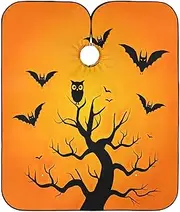 RPLIFE Halloween Bats Owls Orange Hair Cutting Cape Hair Coloring Capes Adults, Long Barber Cape, Halloween Bats Owls Orange