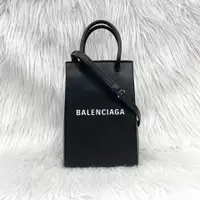 在飛比找PopChill優惠-[二手] Balenciaga 593826黑小牛皮白log