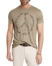 John Varvatos Barbed Wire Peace Linen Graphic Tee Small