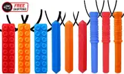 Sensory Chew Necklace by GNAWRISHING 9-Pack(3-Pack Blocks 3-Pack Cylinder and 3-