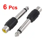 6 Pcs RCA Female to 1/4" 6.35mm Male Adapter Mono Audio Connectors