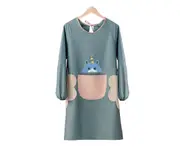 A10 Kitchen Blue Deer Pattern Hand-wiping Long-sleeved Apron Home Waterproof and Oil-proof Overalls for Cooking BBQ Drawing