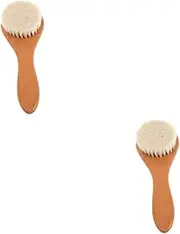 DEARMAMY 2pcs Baby Scalp Care Hairbrush Wood Handle Bristles Bath Exfoliating Brush for Grooming