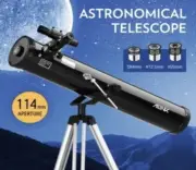 Astromical Telescope 114mm Aperture 675x Zoom with Tripod - Black (Brand New)