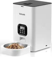 VOLUAS Automatic Pet Feeders for Cats and Dogs, Dry Food Dispenser with Desiccant Bag, Timed Cat Feeder, Programmable Portion Size Control 4 Meals Per Day, 10s Voice Recorder