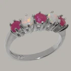 18k White Gold Natural Ruby & Opal Womens Eternity Ring - Sizes 4 to 12