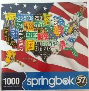 NIB SPRINGBOK 1000-Piece Jigsaw Puzzle 24" x 30" US States License Plates Map