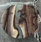 Round Walnut Wood, Clear Epoxy Dining Table, Modern Furniture Decor