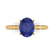 2ct Oval Tanzanite Stone Wedding Bridal Designer Promise Ring 14k Yellow Gold