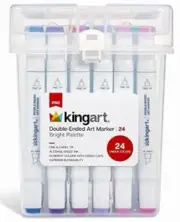 24 KingArt Double Ended Art Alcohol Marker SET Bright Palette Fine Chisel Tip