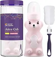 Special Supplies Honey Bear Straw Cup Long Straws, Squeezable Therapy and Special Needs Assistive Drink Container, Spill Proof and Leak Resistant Lid (Pack of 1 Bottle and 3 Straws)