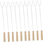 15pcs Stainless Steel Barbecue Forks with Wooden Handle Durable BBQ Tools for Camping and Backyard Grilling for Skewering Meat and Vegetables