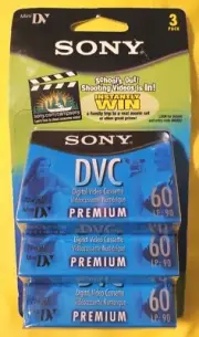 2005 3-Pack Sony Mini DV DVC-Digital Video Cassettes-60/90 Min Premium Tapes-NEW