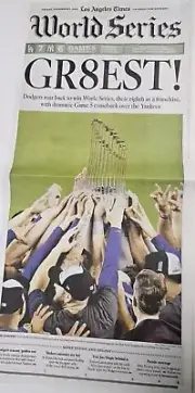 LA Dodgers WS Champions 2024 GR8EST! LA Times Newspaper 11/1/24 Complete New