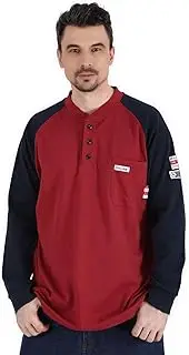 [IFRLINE] FR Shirts Flame Resistant Henley Two Tone 7oz Men's Fire Retardant Work Shirts