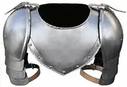 KORE NS Medieval Iron Gorget Spaulders Arm Shoulder Set Viking Crusader Pauldrons Armor Silver, Silver, Regular