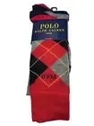 Polo Ralph Lauren Socks Mens 3 Pairs 1 Navy 1 Grey 1 Argyle Casual Dress Preppy