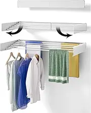 Emapoy 31.5" Wall Mounted Drying Rack, Laundry Drying Rack, Collapsible Drying Rack with 60lbs Capacity, Space Saving Drying Rack, White Upgrade