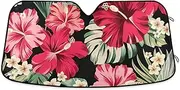 Car Windshield Sunshade Hawaiian Tropical Hibiscus Foldable Sun Shield Blocks UV Rays and Protect Your Car
