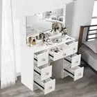 Dressing Table Set Makeup Vanity Table with Mirror Drawers Storage White AU