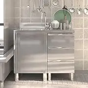 VRAXO Commercial Kitchen Cabinets 2 pcs Stainless Steel -49.6KG,3083722