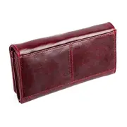 3559 Antimagnetic RFID Multi-function Zipper Retro Top-grain Leather Lady Purse Wallet (Wine Red)