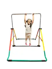 Foldable Kids Jungle Gym - Adjustable Height Horizontal Kip Bar - Multicolor