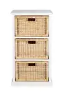 STORAGE CHEST OF DRAWERS - 3 HONEY COLOURED RATTAN BASKETS IN WHITE FRAME