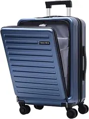 [TydeCkare] 20 Inch Carrry On Luggage with Front Zipper Pocket, 45L, Lightweight ABS+PC Hardshell Suitcase with TSA Lock & Spinner Silent Wheels, Convenient for Business Trips, Ice Blue