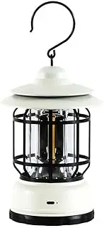 Camping Lanterns Rechargeable, Portable Electric LED Camping Lights Outdoor Hanging Tent Light Vintage Tabletop Lantern Decor Stepless Dimming Waterproof for Camping, Power Outages, Indoor (White)