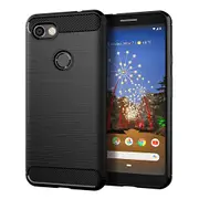 For Google Pixel 3A Case, Rugged Shockproof Heavy Duty Anti Slip Protective Case Cover (Black)