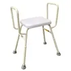 Aluminium Padded Shower Bath Stool w/ Arm Support Adj Height, Max 136kg