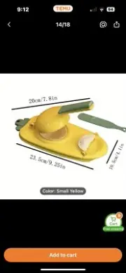 2 In 1 DIY Dumpling Maker Dumpling Skin Press Dough Presser Mold W/Spoon Yellow