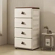 GUAWJRZDP Storage Cabinet, Plastic Drawer Chest, Drawer Chest, Drawers Organizer Storage, Drawer Chest with Wheels, Cute Handle Decoration, for Bedroom Living Room, Nursery(4 Drawers)