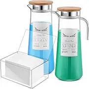2 Pcs 54 oz Acrylic Laundry Detergent Dispenser Bottle with Lids Clear Dryer Sheet Holder Laundry Detergent Container Laundry Room Organization Jars with Label for Soap Fabric Softener