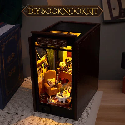 Book Nook Kit DIY Miniature Dollhouse Bookend Kit Creative 3D Wooden Puzzle
