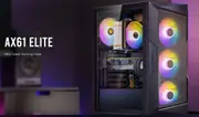 Antec AX61 Elite ATX, 4x ARGB 120mm Fans included, Up to 8x 120mm. 360mm Radiator Front 240mm Top, 32CM GPU 16CM CPU, High Airflow Gaming Case AX61 Elite