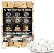 RAINFLOW Water Bottle Cleaning Tablets - 40 Tablets bottle Washer Tablets, Perfect for Thermos, Tumblers, Insulated And Reusable Bottles,Water Bladder,coffee mug, Safe & Easy to Use, Removes Stains