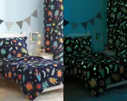 Ramesses 3pc Kids Glow In The Dark Bedroom Set | Childrens Warm Blanket Comfo...