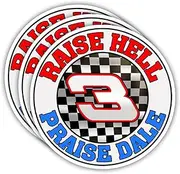 SODAVA 3Pcs Raise Hell Praise Dale Sticker, Racing Legend Earnhardt Sr Race Track Number 3 Stickers for Laptop Water Bottle Phone Accessory Boat Car Bumper Window Helmet, Stickers 3"x4".