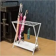 Umbrella Stand Entryway Foldable Metal Umbrella Holder Stand with Drip Tray, Free Standing Umbrella Rack Organizer for Entryway Home Office Patio Decor, 18 Slots 10 Hooks Umbrella Holder