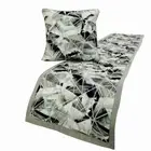 Decorative Twin Bed Runner Grey, Print & Embroidery Cotton - Grey Angular