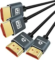 Thsucords Ultra Thin 8K 4K HDMI Cables 2M 2 Pack, Slim & Flexible Soft High Speed HDMI 2.1 Lead Support 4K@120Hz 8K@60Hz48Gbps Compatible with Roku TV/HDTV/PS5/Blu-ray