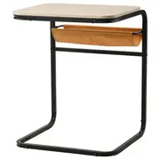 OLSERÖD side table, anthracite/birch effect dark yellow, 53x50 cm