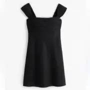 Abercrombie & Fitch Black Emerson Cap Sleeve Linen Beachy Mini Dress Medium P