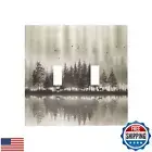 Rustic Brown Misty Forest Deer Nature Mountain Wall Plate Light Switch Cover